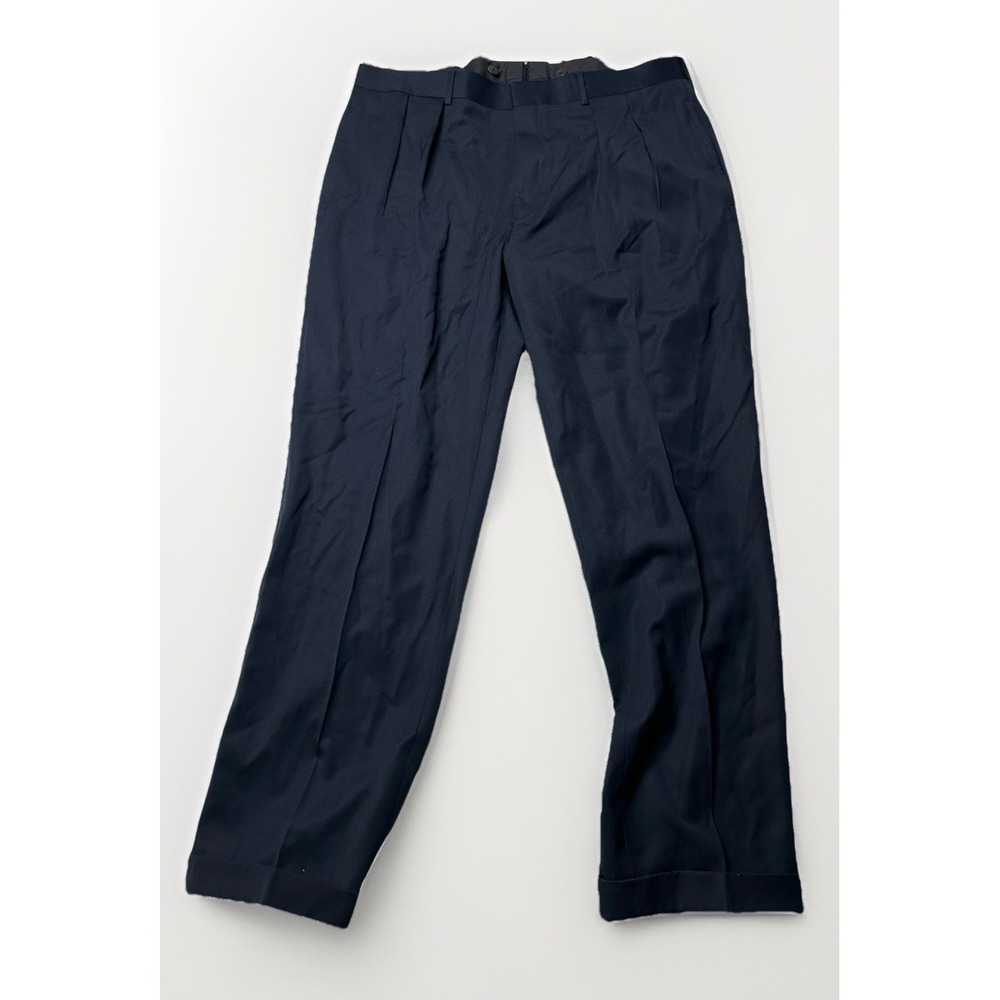Polo Ralph Lauren Dalton 36x31 Italy 100% Wool Pleated Cuffed Dress Pants Navy